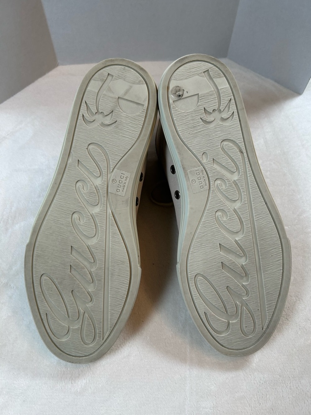 Gucci Men’s GG Canvas Leather High-Top Sneakers Embossed Sole Sz US 7.5 UK 7 - Picture 13 of 14